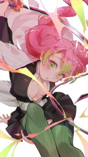 Mitsuri Kanroji Demon Slayer Dynamic Anime Art Mobile Wallpaper