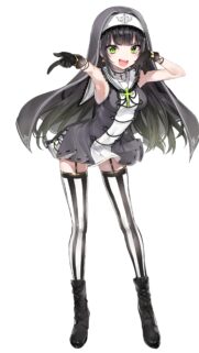 Cute Anime Nun Girl with Green Eyes and Striped Stockings Wallpaper