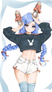 Cute Anime Girl with Blue Hair Holding Shoes Wallpaper for Mobile