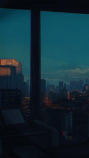 Aesthetic Anime Cityscape at Dusk Mobile Wallpaper for Phone