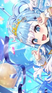 Cute Anime Idol Princess with Blue Hair and Crown Wallpaper