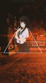 Anime Girl in Triangle Frame Aesthetic Mobile Wallpaper