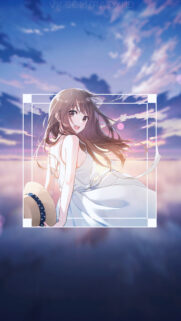 Anime Girl in White Dress at Sunset Aesthetic Mobile Wallpaper