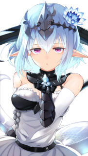 Anime Fantasy Girl with Light Blue Hair and Magical Crystal Wallpaper