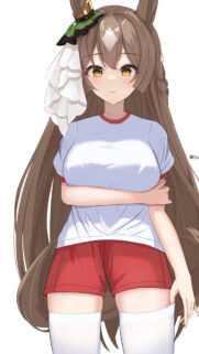 Cute Anime Girl with Brown Hair and Sports Outfit Mobile Wallpaper