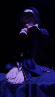 Mysterious Anime Girl in Hood Moody Blue Lighting High Quality Mobile Wallpaper