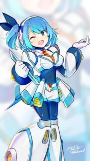 Cute Anime Girl in Cybernetic Armor Wallpaper – High Quality Digital Illustration