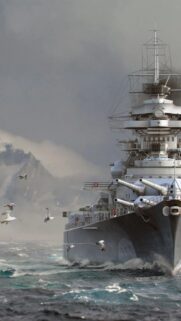 Majestic Battleship Sailing Through Stormy Seas High Quality Mobile Wallpaper