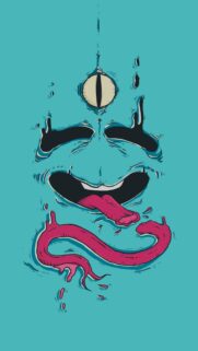 Trippy Teal Monster Wallpaper with Melting Tongue Aesthetic for Mobile