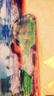 Vaporwave Aesthetic Glitch Statue Wallpaper for Mobile and Desktop