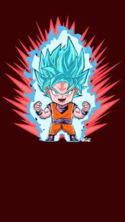 Chibi Super Saiyan Blue Goku Aura Wallpaper for Mobile