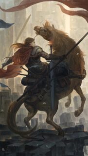 Epic Fantasy Warrior Riding Horse Battle Scene Vertical Mobile Wallpaper