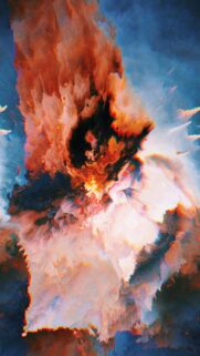Fiery Abstract Explosion Glitch Art High Resolution Mobile Wallpaper
