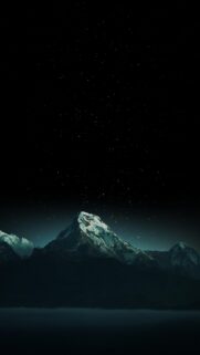 Stunning Snowy Mountain Peak Under Night Starry Sky Mobile Wallpaper