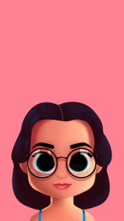 Cute Cartoon Girl With Big Eyes and Glasses Aesthetic Wallpaper for Mobile