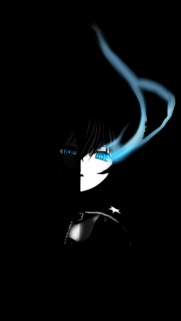 Black Rock Shooter Minimalist Anime Wallpaper with Glowing Blue Flame Eye