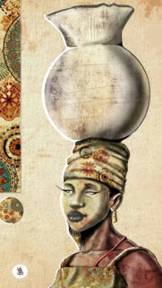 Stunning African Tribal Art Illustration with Traditional Pot Wallpaper