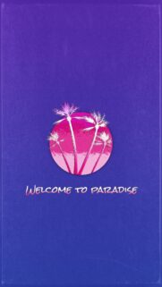 Welcome to Paradise Aesthetic Retro Palm Trees Purple Background Wallpaper