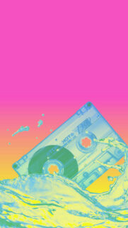 Vibrant Retro Cassette Tape Splash Aesthetic Mobile Wallpaper