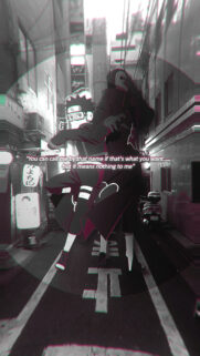 Obito Uchiha Glitch Aesthetic Anime Wallpaper with Deep Quote