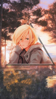 Anime Boy with Blonde Hair Sunset Forest Aesthetic Mobile Wallpaper