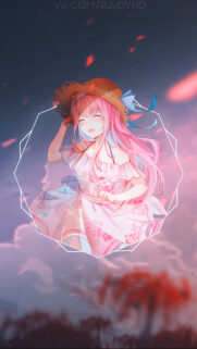 Beautiful Anime Girl with Pink Hair in Summer Dress Wallpaper for Mobile
