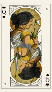 Queen of Hearts Playing Card Illustration Mobile Wallpaper