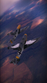 Messerschmitt Bf 109 Fighter Planes in Flight Cinematic Aerial Wallpaper