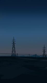 Minimalist Industrial Silhouette Wallpaper at Twilight Blue Hour