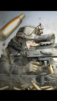Anime Tactical Soldier with Machine Gun High Definition Wallpaper