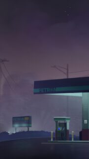 Moody Petron Gas Station Night Landscape Aesthetic Mobile Wallpaper
