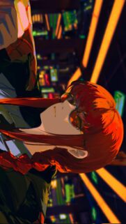 Makima Chainsaw Man Vibrant Neon Aesthetic Phone Wallpaper