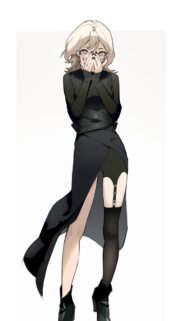 Anime Girl in Stylish Black Outfit Wallpaper High Quality Aesthetic