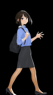 Cute Anime Schoolgirl Walking with Backpack High Definition Mobile Wallpaper