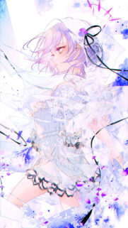 Ethereal Anime Girl in Purple Aesthetic Dress High Resolution Wallpaper