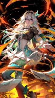 Firefly Honkai Star Rail High Quality Anime Wallpaper in Dynamic Orange Flames