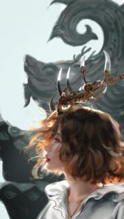 Steampunk Fantasy Girl with Mechanical Antlers High Resolution Mobile Wallpaper