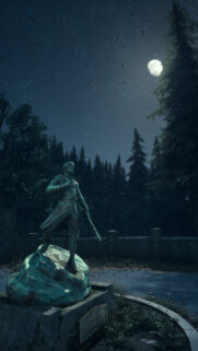 Mystical Statue Under Moonlight Night Sky Mobile Wallpaper