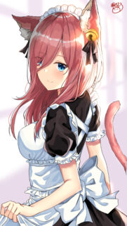 Miku Nakano Cat Maid Anime Girl Aesthetic High Quality Mobile Wallpaper