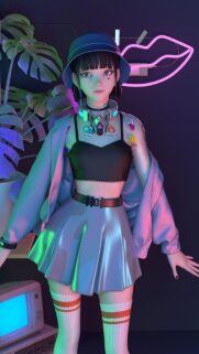 Anime Girl Aesthetic Cyberpunk Fashion Wallpaper for Mobile