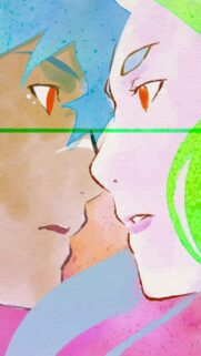 Abstract Watercolor Anime Couple Portrait Artistic Mobile Wallpaper