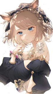 Beautiful Anime Cat Girl with Blue Eyes and Elegant Outfit Mobile Wallpaper