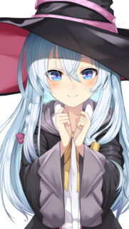 Cute Anime Witch with Long Silver Hair and Blue Eyes Mobile Wallpaper