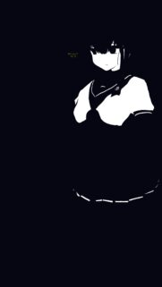 Minimalist Black and White Anime Girl Silhouette Aesthetic Phone Wallpaper