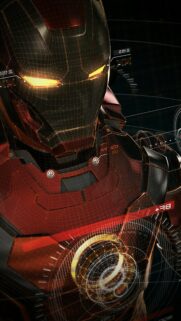 Iron Man Digital Wireframe HUD Technology 4K Mobile Wallpaper