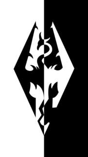 Minimalist Skyrim Dragon Logo Wallpaper High Contrast Black and White Design