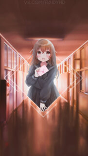 Cute Anime School Girl Holding Love Letter Wallpaper for Mobile