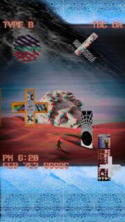 Vaporwave Aesthetic Statue and Desert Glitch Art Mobile Wallpaper