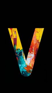 Abstract Letter V Art with Vibrant Colorful Paint Strokes Mobile Wallpaper