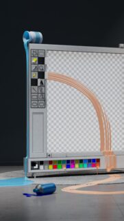 Creative 3D Digital Art Software Interface Wallpaper with Liquid Paint Effect